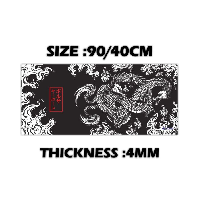 Golden lions Mousepad black and White Dragon