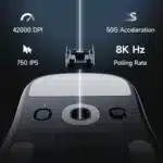 MCHOSE A7 V2 Ultra mouse underside with pure PTFE feet and sensor